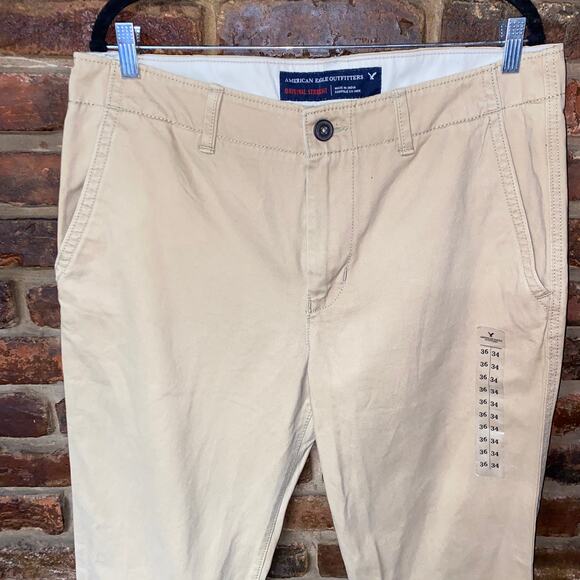 NWT American Eagle Outfitters Khaki Original Straight Pants Men's Size 36x34 - Picture 2 of 5